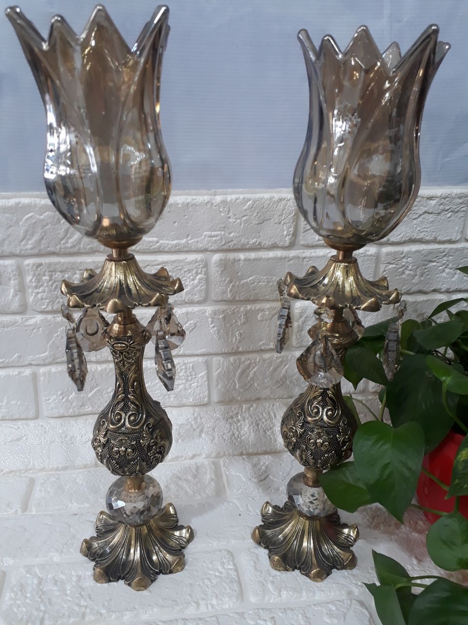 شمعدان دایکاستی برنزی جفت